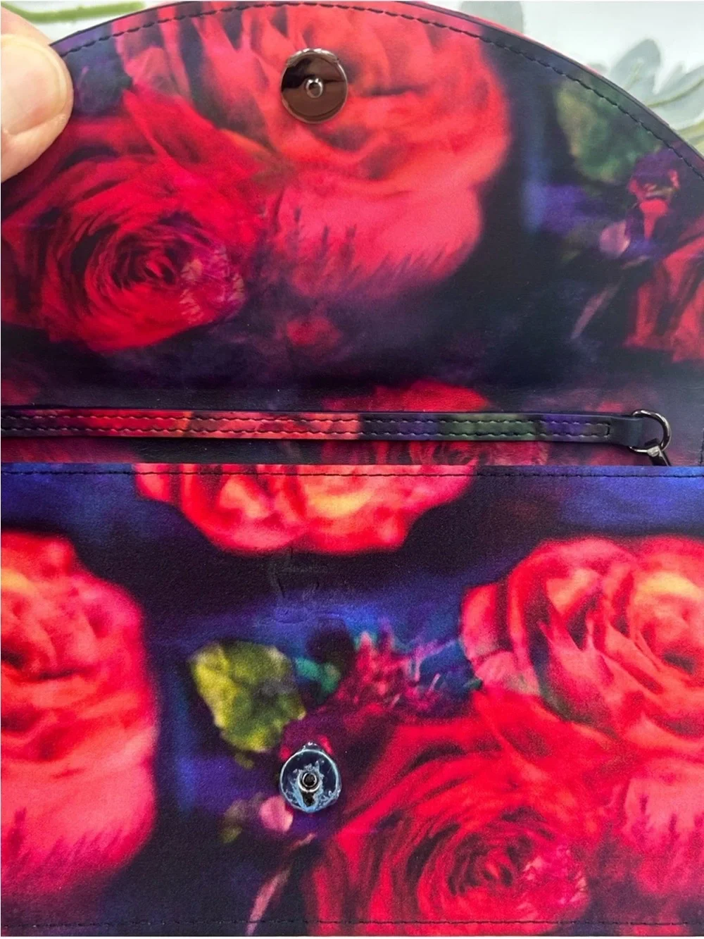 Women’s Christian Louboutin LOUBI 54 floral satin clutch/Crossbody made in Italy